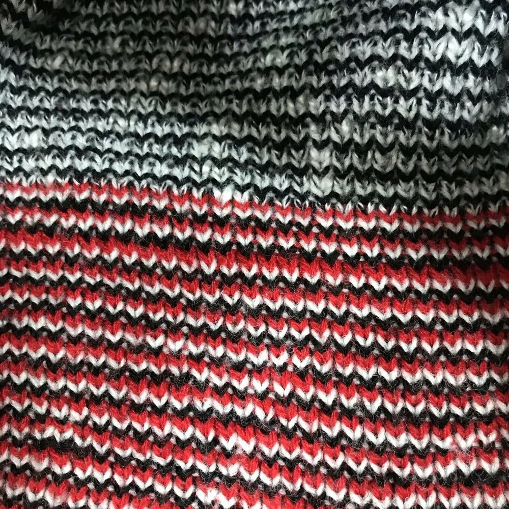 Vtg 90s Sweater Slouchy Gray Black Red Graphic Knit Top Size Small Arrows USA - Picture 5 of 5